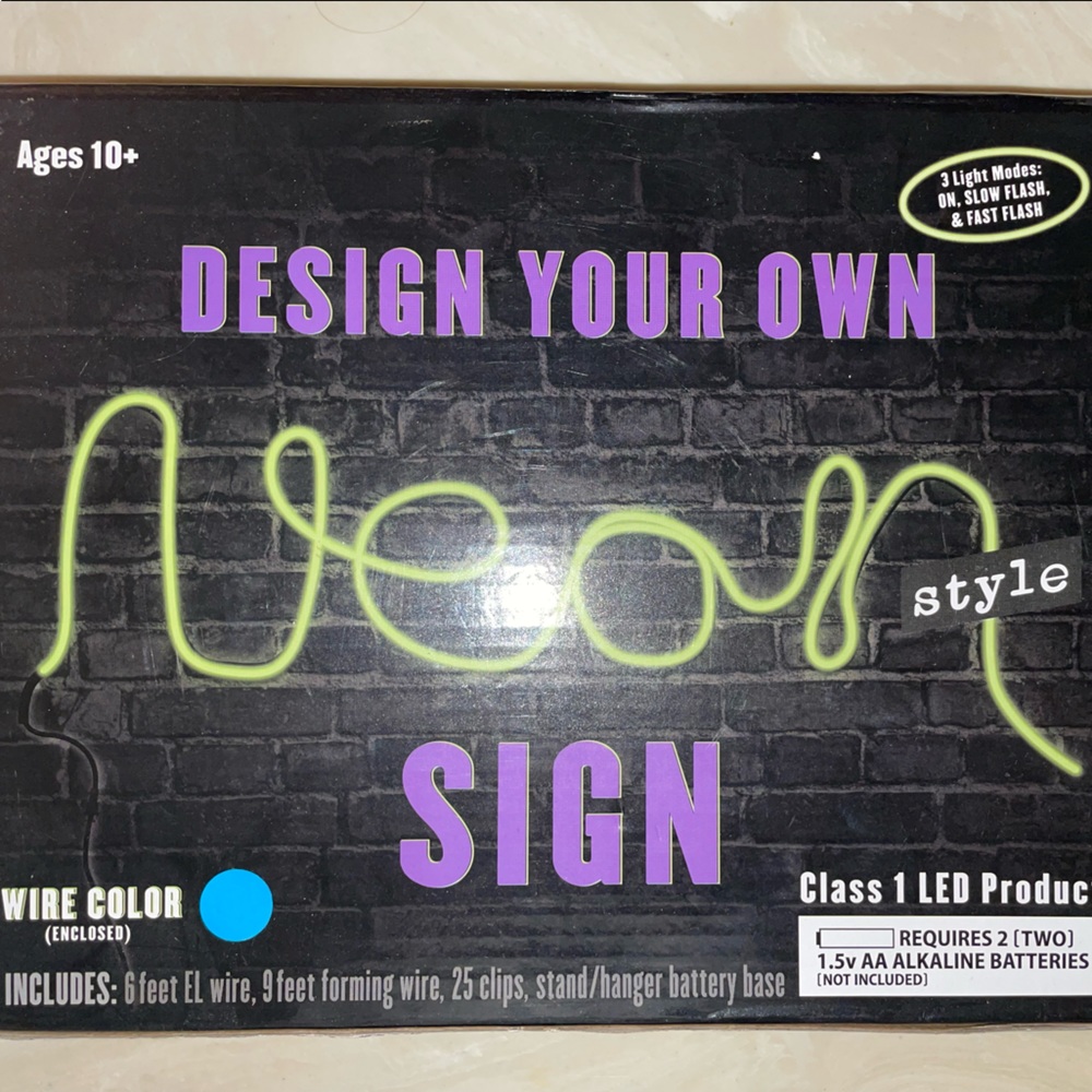 Design Your Own Neon Style Sign Blue Wire Color NIB